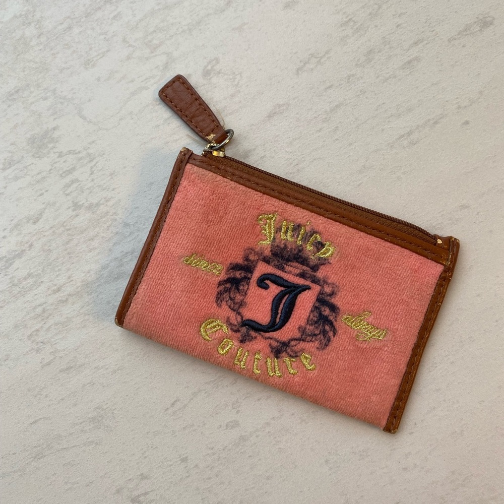 Juicy couture terry fabric with leather trimming coin wallet